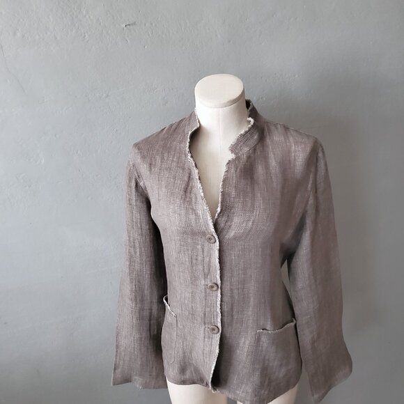 Eileen Fisher Irish Linen Blazer/ Size L/ Casual Career - Picture 7 of 11